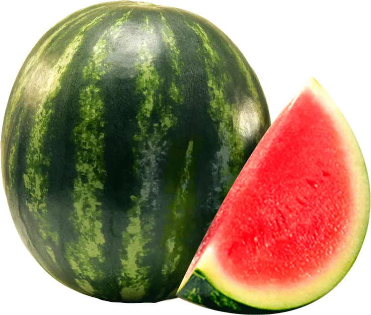 Seedless watermelon, whole, with a red wedge